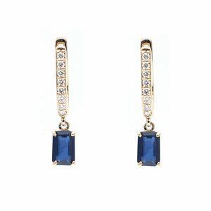 Midnight Line 18K Yellow Gold Blue Sapphire Diamond Drop Earrings
